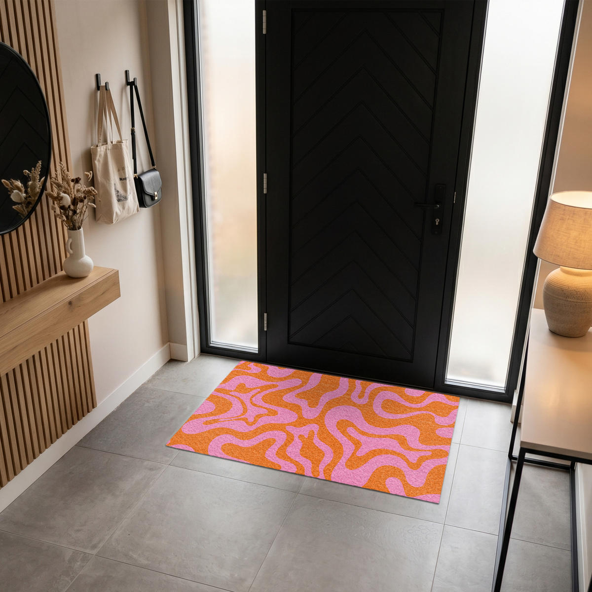 ROHOŽKA Vzor - růžová - oranžová - abstraktní - moderní 120x80 cm - růžová, textil/umělá hmota (120/0.4cm) - MuchoWow