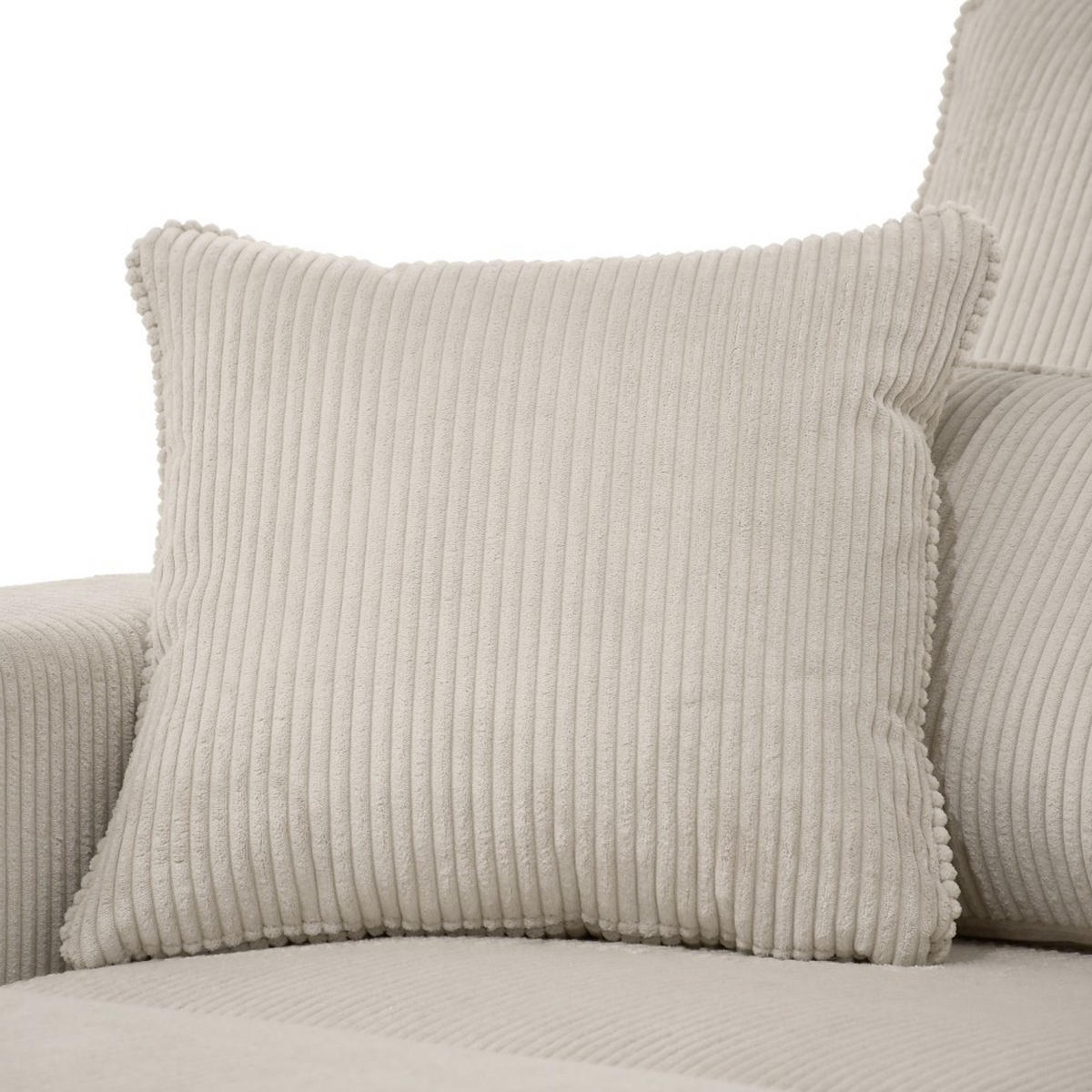 ECKSOFA Pablo ohne Schlaffunktion, mit abgerundeter Ottomane, links, Beige - Beige, Textil (319/196cm) - Beautysofa