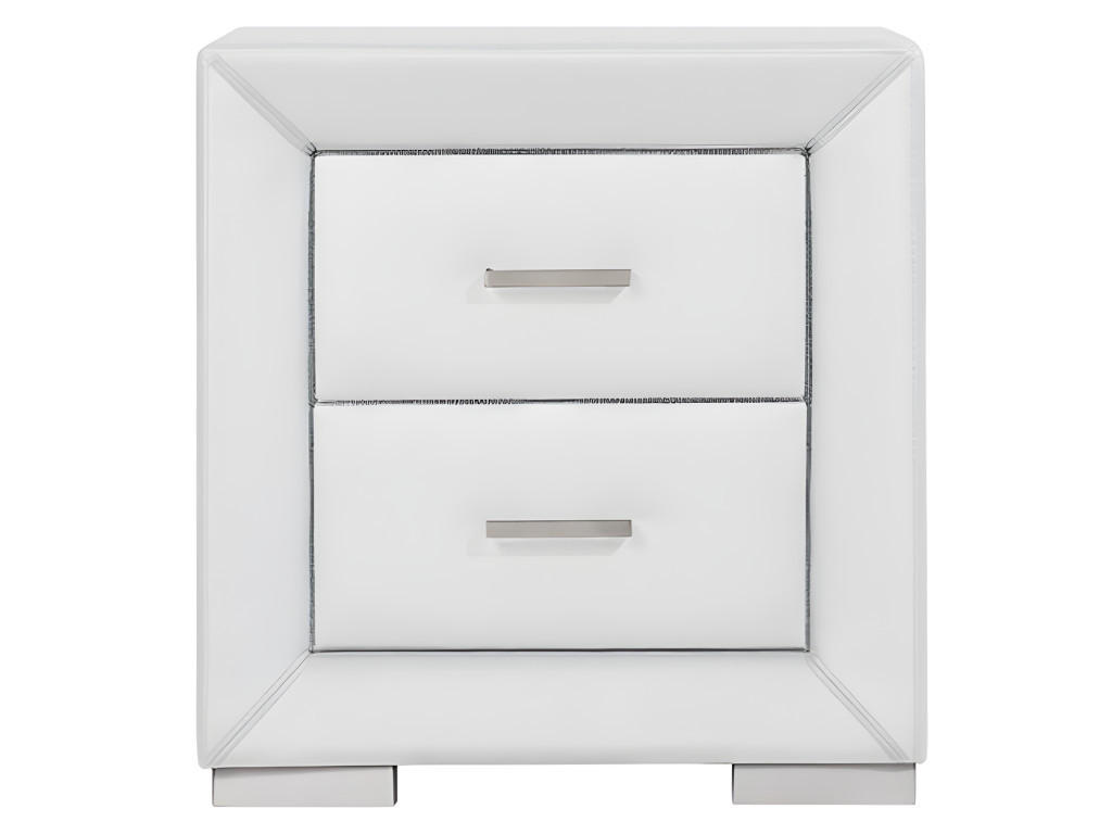 NACHTTISCH mit 2 Schubladen - Kunstleder - Weiß - CAPITOLE - Weiß, Leder (43/54.5/51.5cm) - Vente-Unique