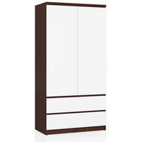 KLEIDERSCHRANK Dunkelbraun, Weiß 180/90/51 - Dunkelbraun/Weiß, Holzwerkstoff (90/180/51cm) - RAUMHIRSCH FURNITURE