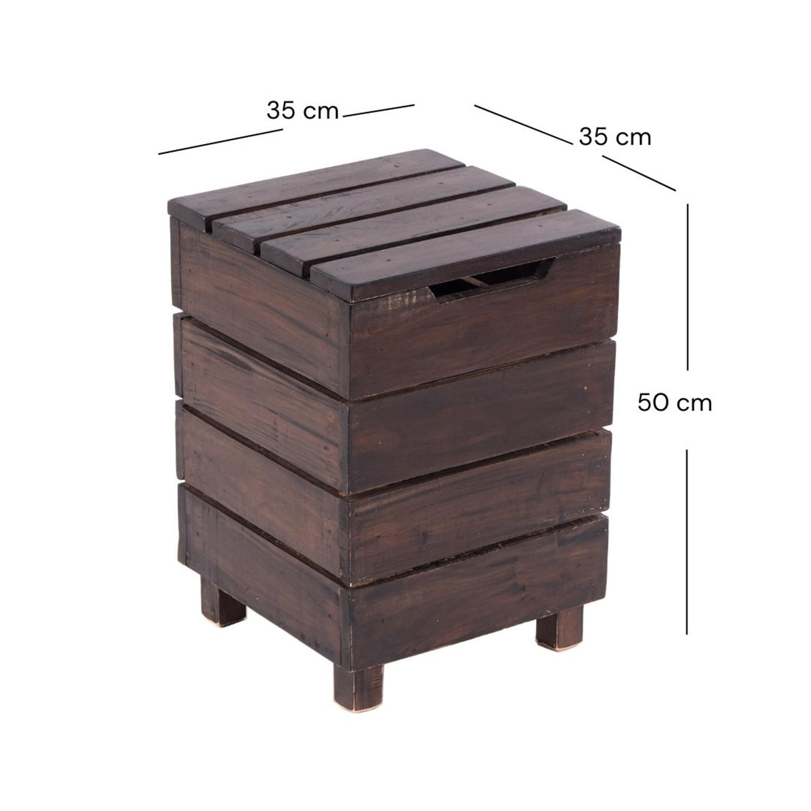 WÄSCHEKORB STORAGE 50 Massivholz, klappbarer Deckel 03 dunkelbraun - Dunkelbraun, Holz (35/50/35cm) - DESIGN DELIGHTS