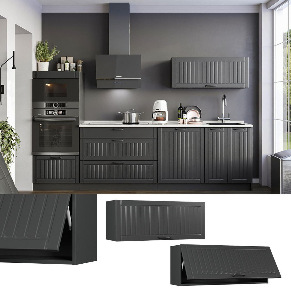HÄNGESCHRANK Fame-Line, Dunkelgrau/Anthrazit, 100 cm - Dunkelgrau/Anthrazit, Holzwerkstoff (100/40/34.1cm) - Vicco