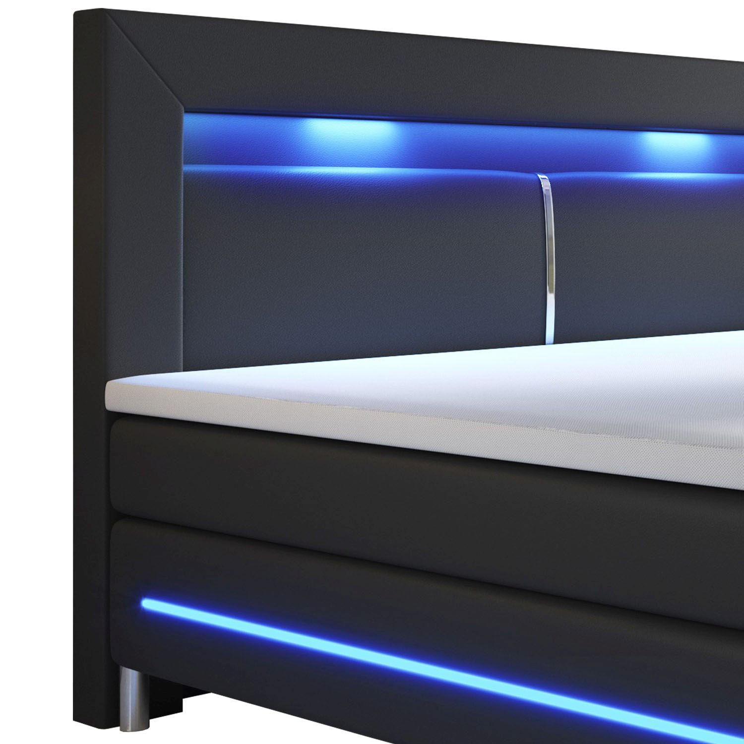 Thumbnail - Juskys Boxbett, Schwarz, Textil, 140x200 cm, Schlafzimmer, Betten, Boxspringbetten