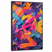 LEINWAND Bilder mit Rahmen - Abstrakt - Formen - Farbenfroh - 80x120 - Magenta, Textil (80/120cm) - MuchoWow