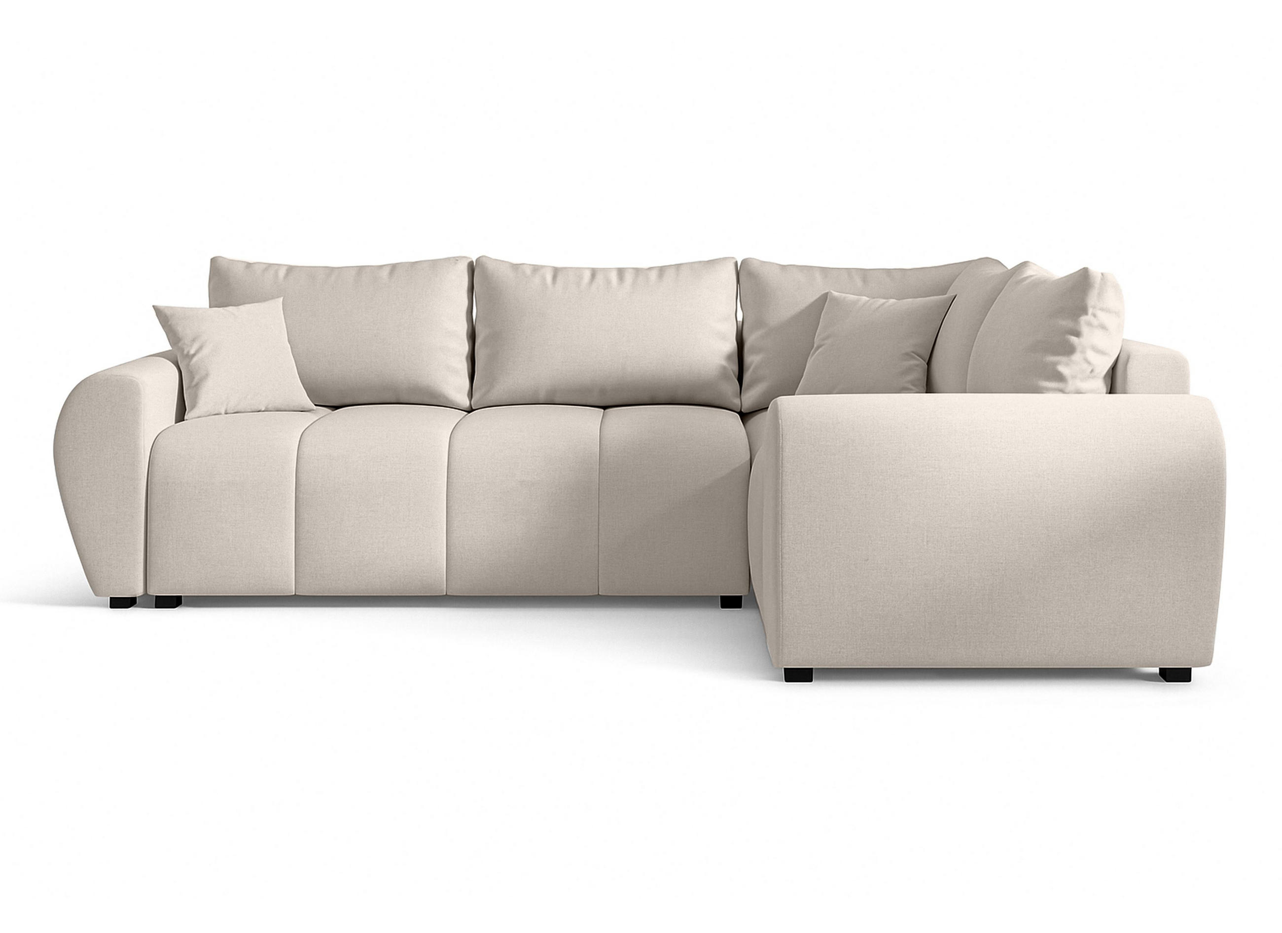 ECKSOFA L Form Malatya MAX Beige 246/145/82 cm stilvolle mit Schlaffunktion R - Beige/Schwarz, Kunststoff/Textil (235/175cm) - AX Living