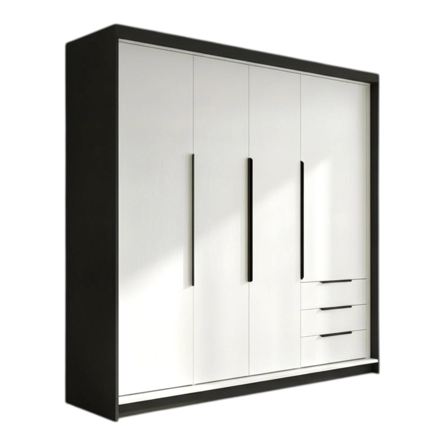 A&J MöbelLand Drehtürenschrank Schwarz, Weiß 200x215x59.5 cm