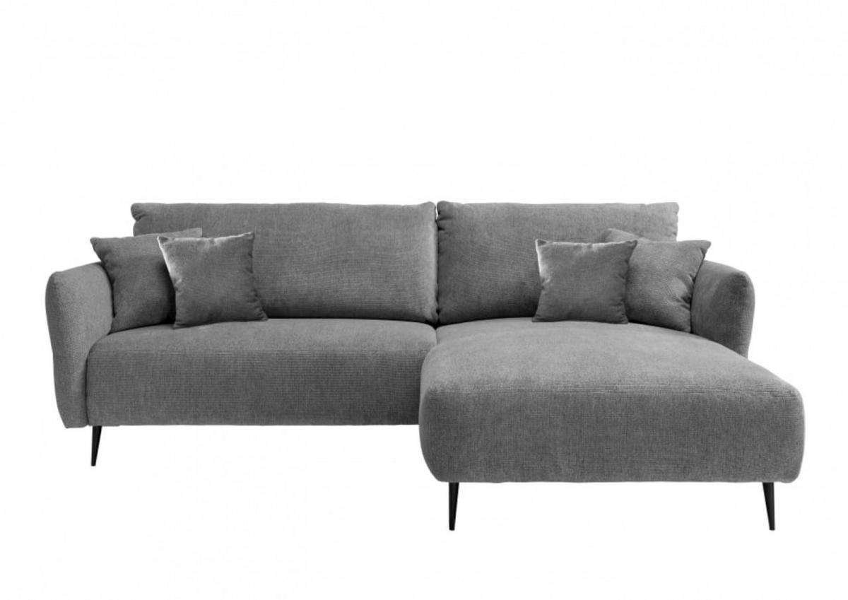 ECKSOFA mit verstellbare Armlehnen, beidseitig montierbar - Schwarz/Grau, Textil/Metall (286/178cm) - myHomelando