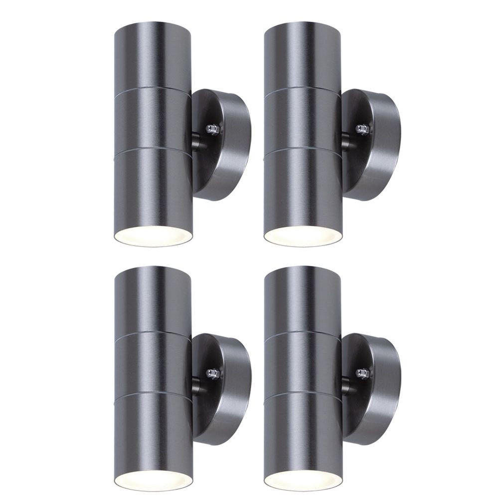 LED AUSSEN-WANDLEUCHTE Silber Metall 4er Set - Silberfarben, Glas (9.3/16.3/9.3cm)