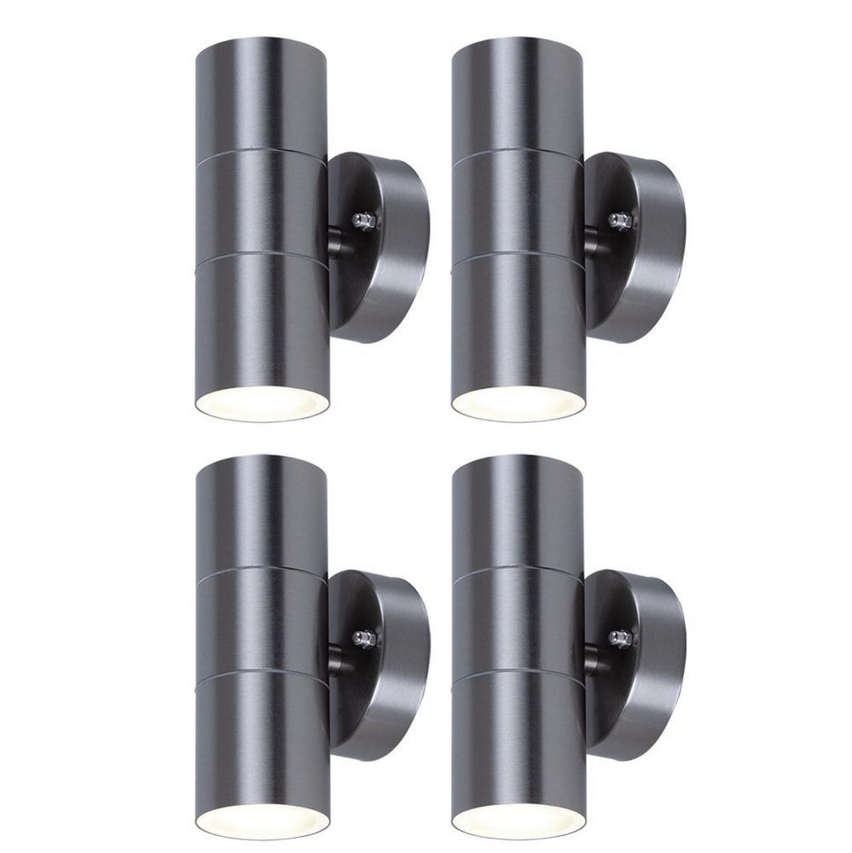 LED AUSSEN-WANDLEUCHTE Silber Metall 4er Set - Silberfarben, Glas (9.3/16.3/9.3cm)