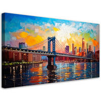 LEINWANDBILD Brücke Landschaft New York 100x50cm - Multicolor, Textil (100/50cm) - Feeby