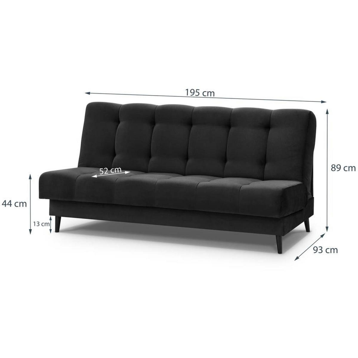 3-SITZER Schlafsofa Nancy schwarz - Schwarz, Holz/Textil (220/89/93cm) - Beautysofa