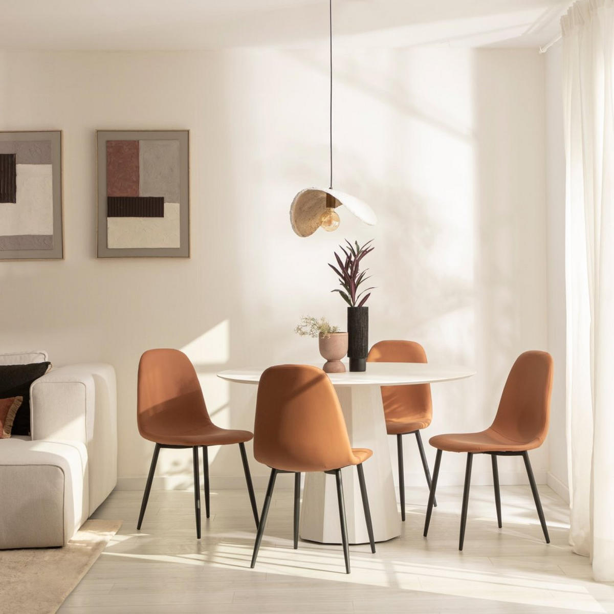 ESSZIMMERSTUHL Elia Terrakotta / Orange 44 cm x 84 cm - Terracotta, Leder (44/84/52cm)