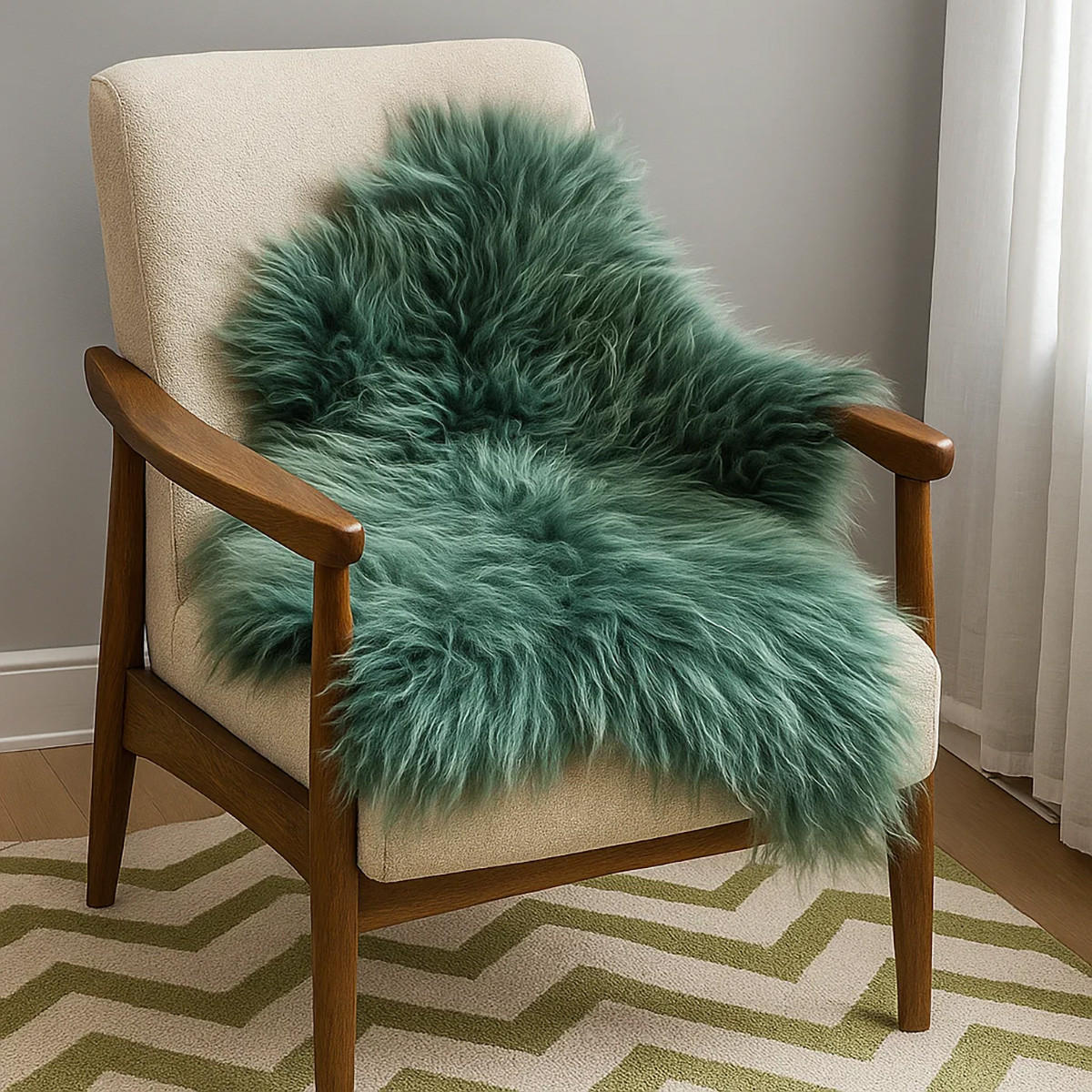 FELL Islandschaftfell patina-grün ca. 100 cm - Grün, Fell (60/100cm) - Provellus