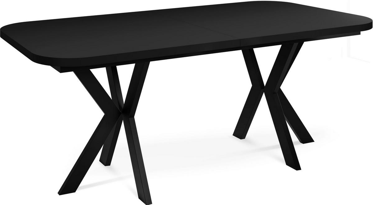 ESSTISCH Olivia ausziehbar rechteckig, Schwarz 200-280/100/76 - Schwarz, Holzwerkstoff/Metall (200/100/76cm) - WFL GROUP