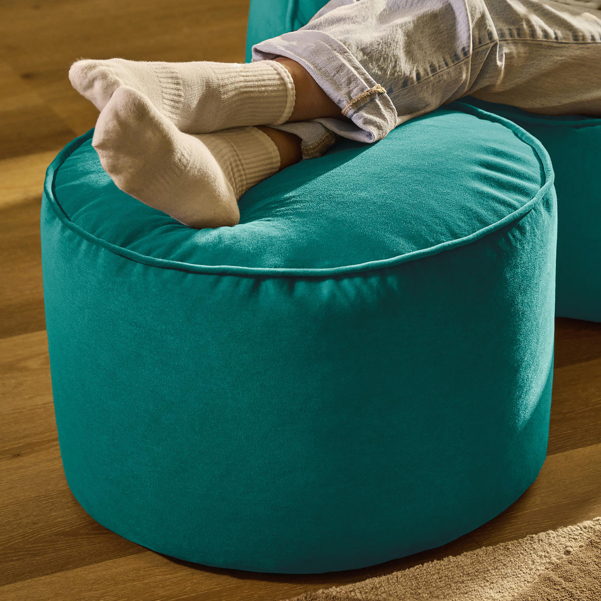 SITZPOUF Rund Milano - Grün, Textil (55/35/55cm) - icon