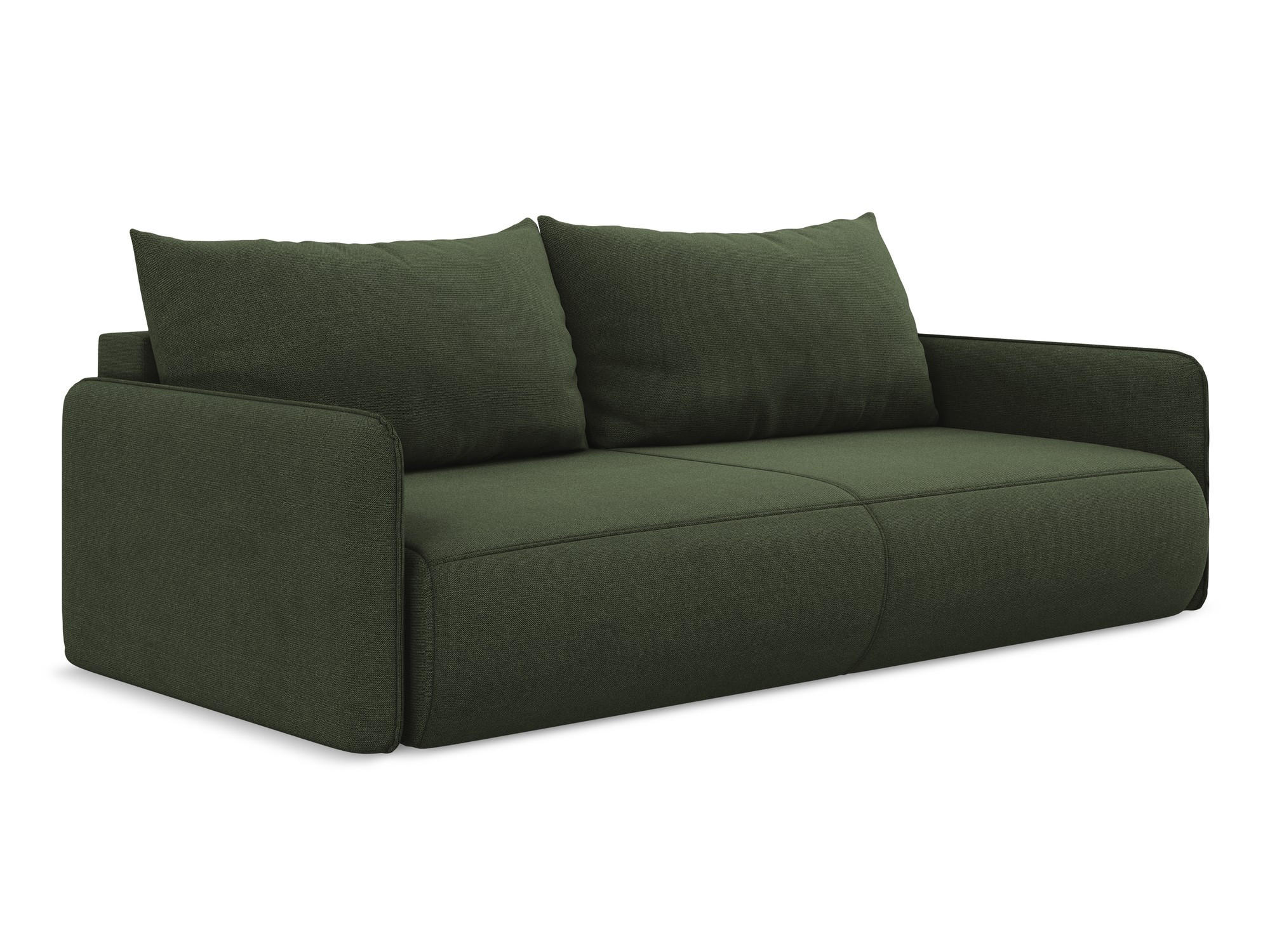 3-SITZER SOFA mit Schlaffunktion Strukturstoff Stoff Grün - Schwarz/Olivgrün, Kunststoff/Textil (216/86/105cm) - Makamii