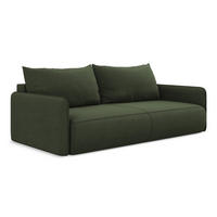 3-SITZER SOFA mit Schlaffunktion Strukturstoff Stoff Grün - Schwarz/Olivgrün, Kunststoff/Textil (216/86/105cm) - Makamii
