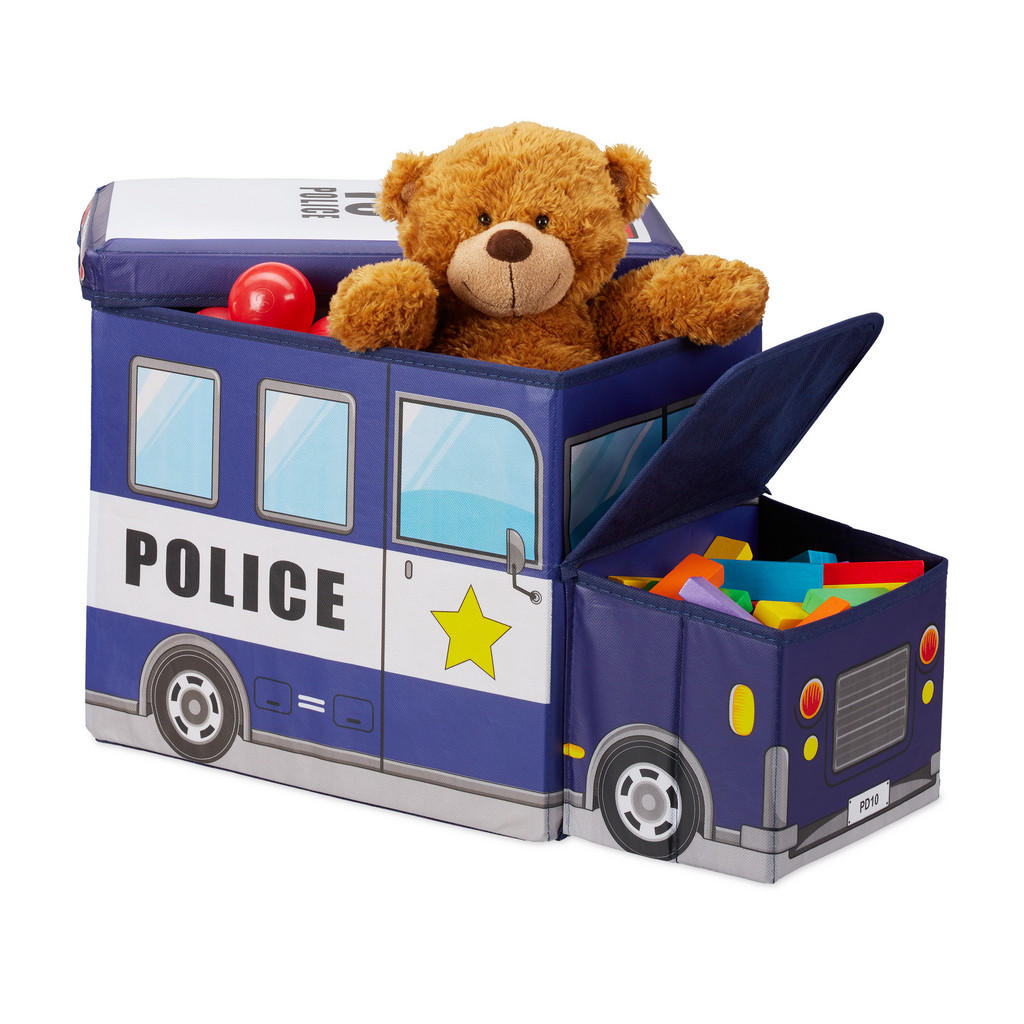 PUF Multicolor copii motiv Mașină de poliție 56 cm