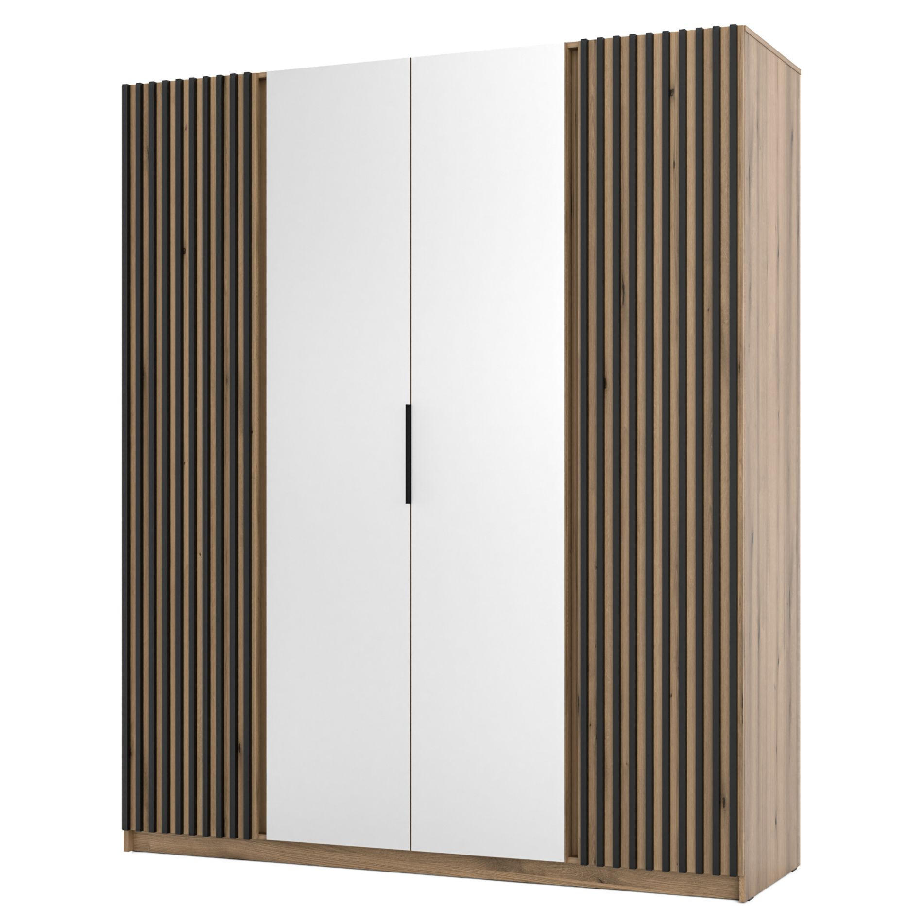 KLEIDERSCHRANK Kaja Eiche Evoke 200 cm - Eichefarben/Schwarz, Holzwerkstoff/Metall (200/239/61.9cm) - Selsey