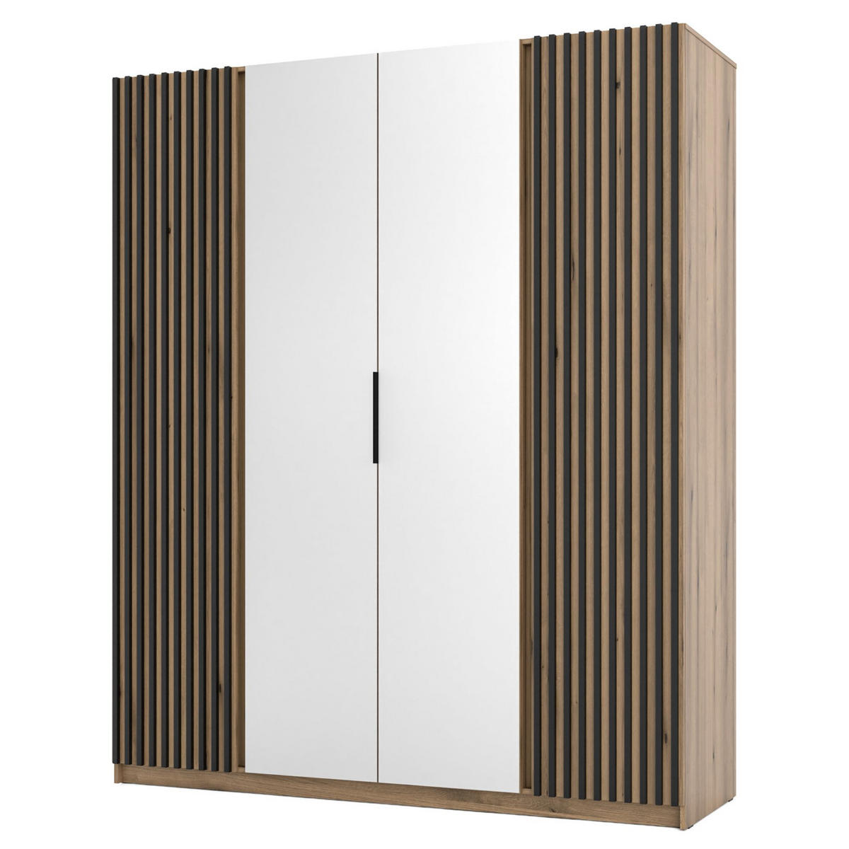 KLEIDERSCHRANK Kaja Eiche Evoke 200 cm - Eichefarben/Schwarz, Holzwerkstoff/Metall (200/239/61.9cm) - Selsey
