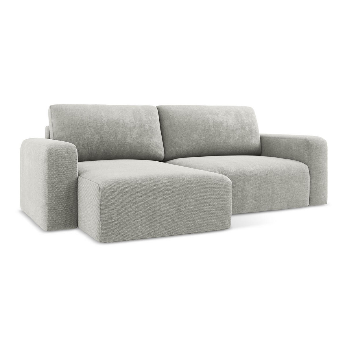 ECKSOFA mit Schlaffunktion links Chenille Stoff Grau - Hellgrau/Schwarz, Kunststoff/Textil (149/244cm) - LaMiaSofa