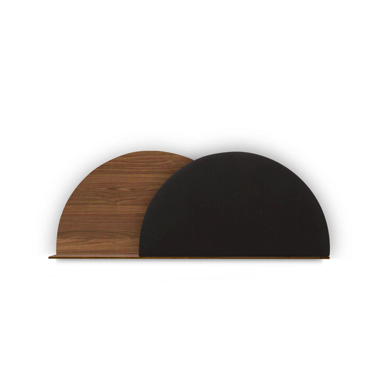 KOPFTEIL Alba mit Licht 150cm - Walnussfarben/Schwarz, Holz/Textil (150/60/14cm) - Woodendot