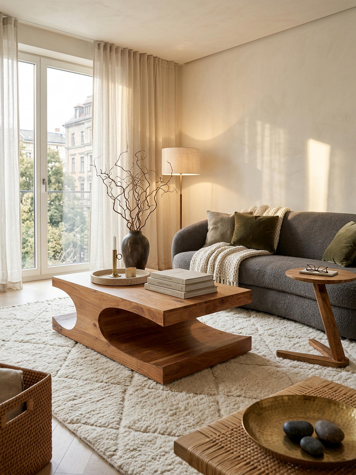 COUCHTISCH Massivholz mit zwei Ablagefächern, handgefertigt und pflegeleicht, Beige 118x70x38 cm - Beige, Holz (70/118/38cm) - KADIMA DESIGN