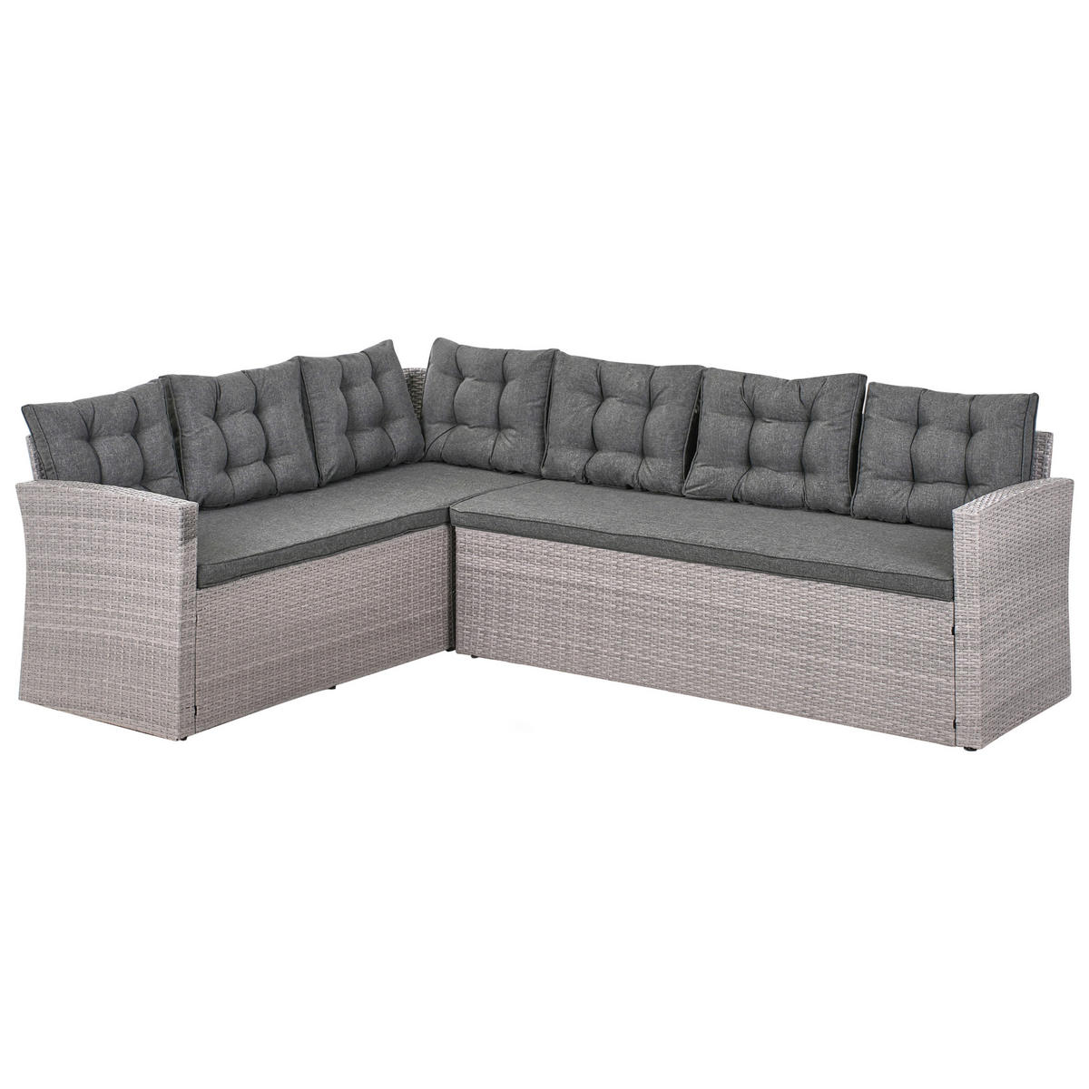 GARTEN-ECKSOFA 8-Sitzer Polyrattan Grau Viterbo - Hellgrau/Grau, Kunststoff - Beliani