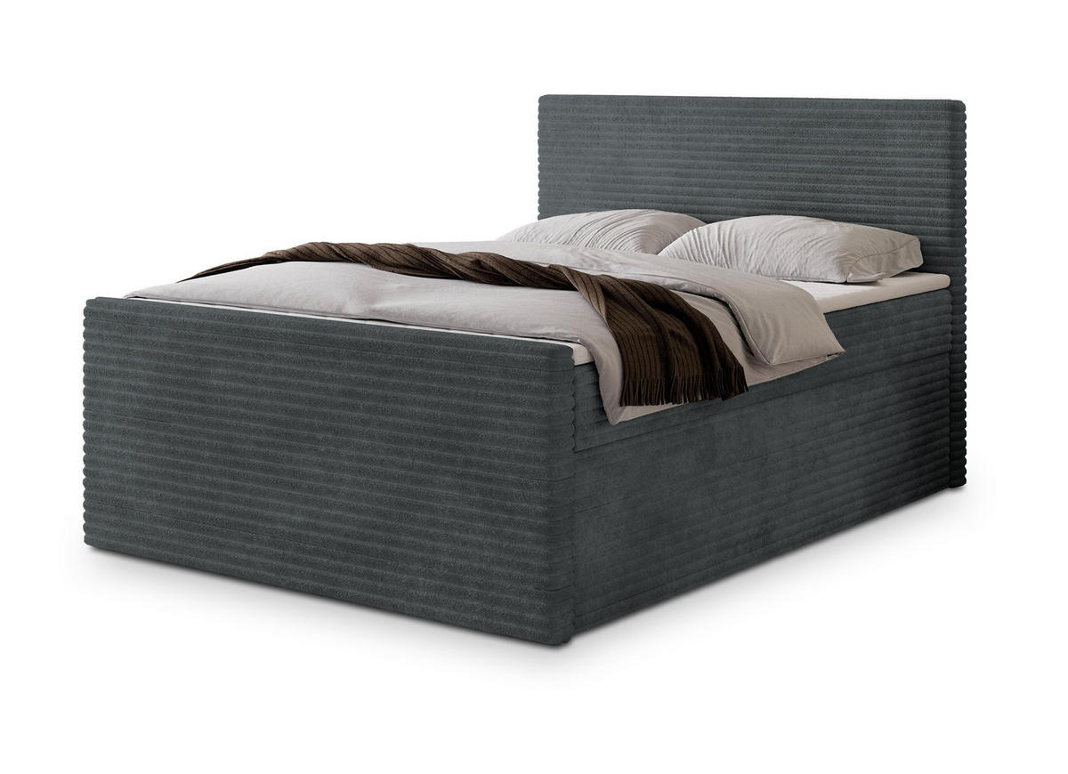 POSTEL BOXSPRING NOLEN 160x200 cm, s matrací a úložným prostorem, šedá - šedá, kompozitní dřevo/textil (160/200cm) - MASSENO