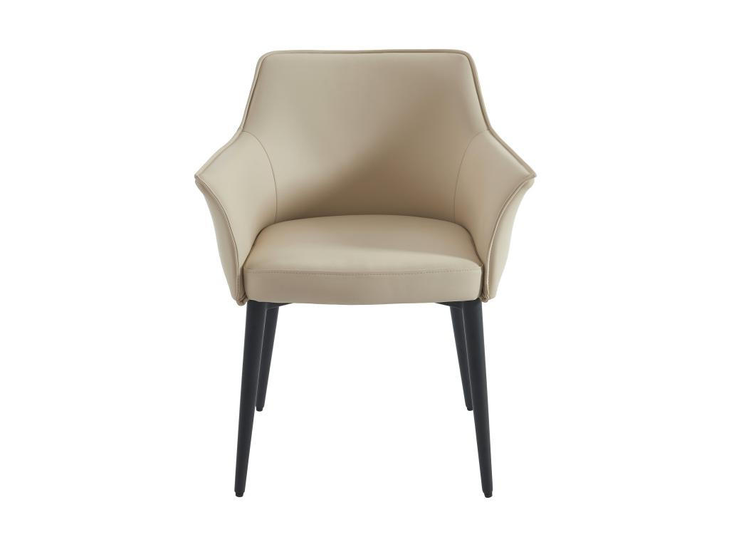 STUHL mit Armlehnen 2er-Set - Kunstleder & schwarzes Metall - Beige - MIALOV - Beige, Leder (57/78/61.5cm) - Vente-Unique