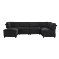 SEDACIA zostava z menčestru, 308/154/81,99 cm čierna, modulárna 6-miestna - čierna, textil (154/82/308cm) - BEAOK
