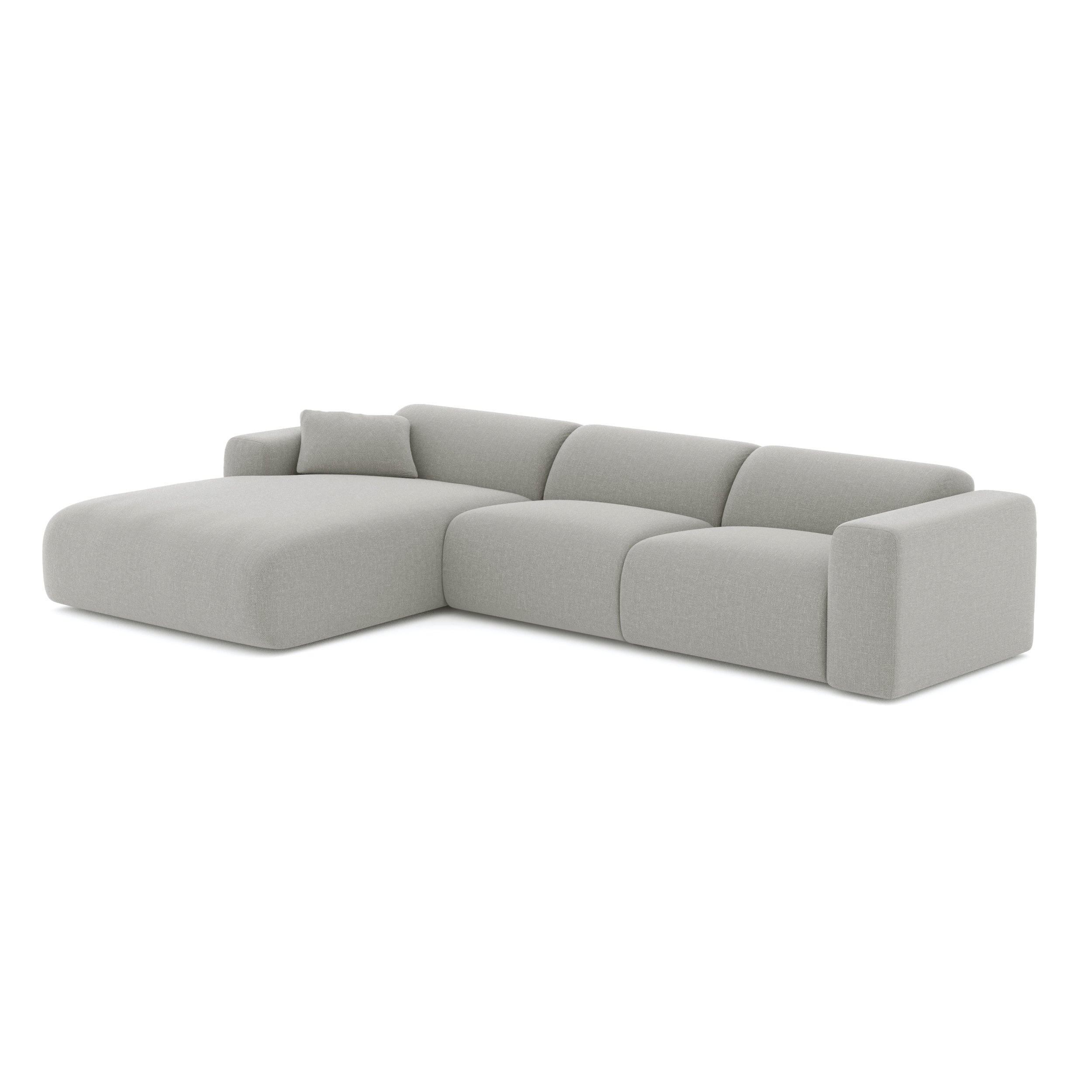 SOFA große Ecke links Tissu tramé Hellgrau 280cm - Hellgrau/Grau, Textil (165/280cm) - Sia Home