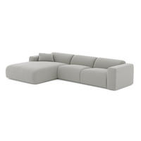 SOFA große Ecke links Tissu tramé Hellgrau 280cm - Hellgrau/Grau, Textil (165/280cm) - Sia Home