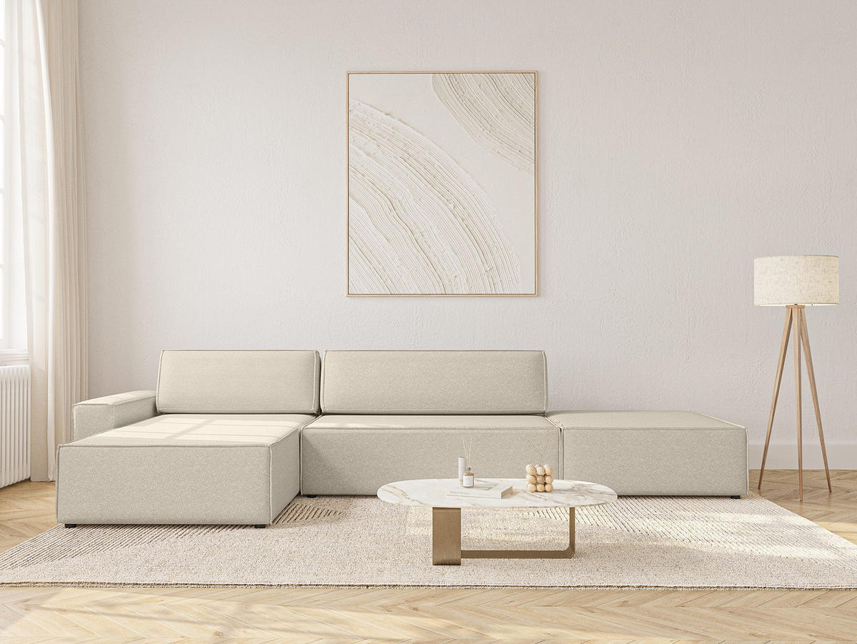 ECKSOFA Lummo La mit Schlaffunktion, Beige - Beige, Textil (363/185cm) - Fedve