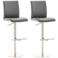 BARHOCKER 2er Set Diver Kunstleder Grau Silber - Grau, Leder/Metall (40/93/49cm) - DELUKE