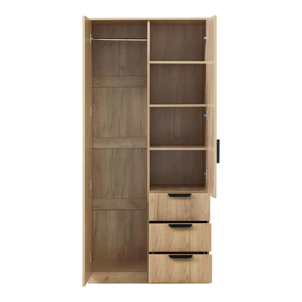 KLEIDERSCHRANK Eiselfing - Eichefarben, Holzwerkstoff (80/176/52cm) - [en.casa]