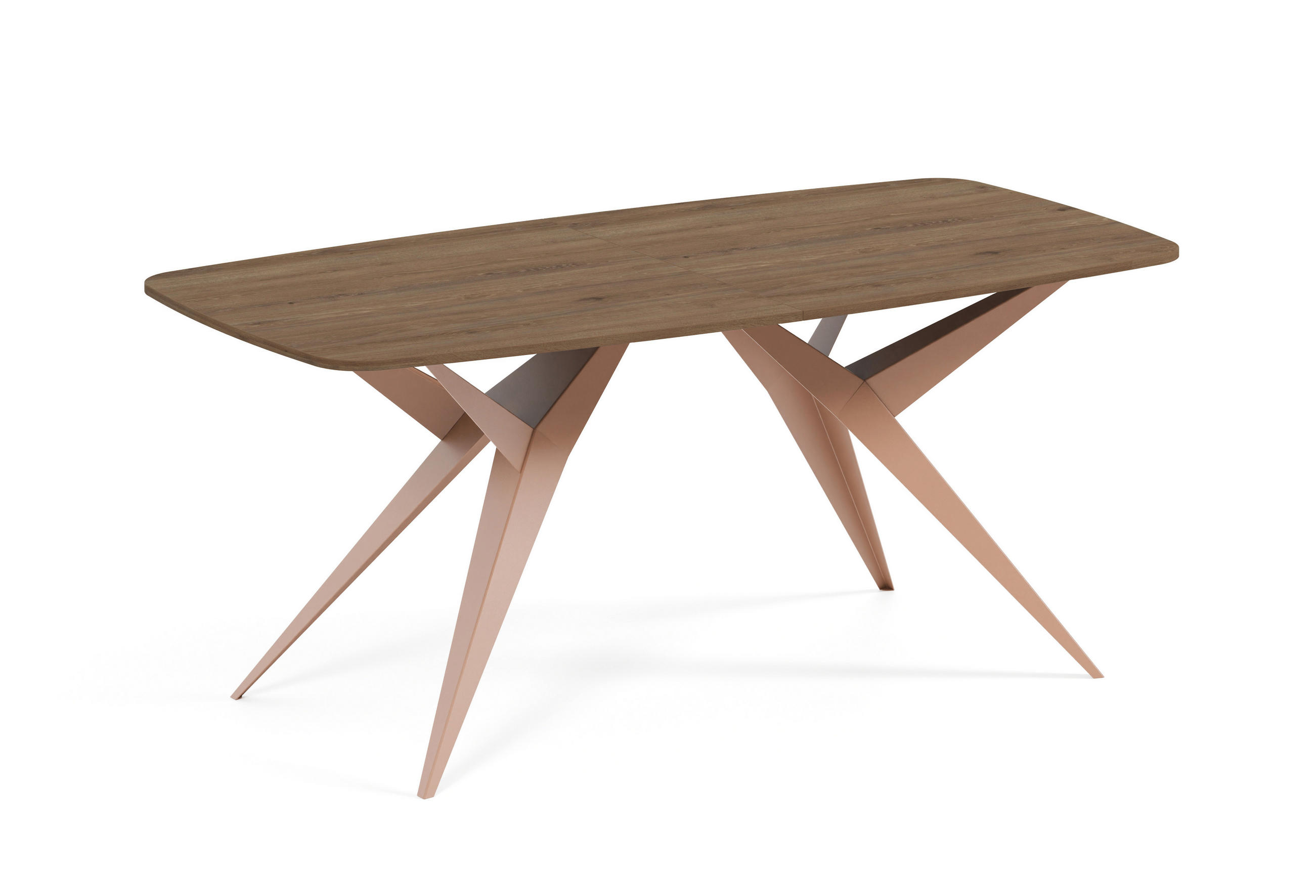 ESSTISCH AXIS - Wildeiche/Kupferfarben, Holzwerkstoff/Metall (90/180/76cm) - Meblini
