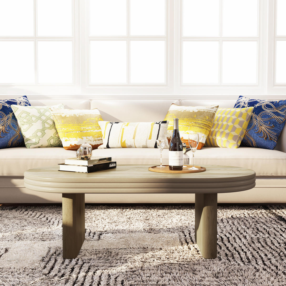 COUCHTISCH aus MDF mit Massivholzfurnier 120x60x41,5 cm Natur Oval, vielseitig und pflegeleicht - Naturfarben, Holzwerkstoff (120/60/41.5cm) - Modfu