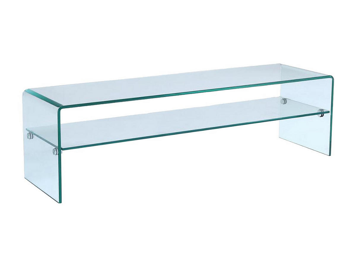 TV-MÖBEL mit 1 Ablage - Glas - STILEOS - Transparent, Glas (140/40/40cm) - Vente-Unique