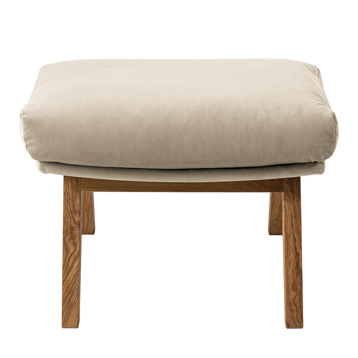 POLSTERHOCKER mit Holzfüßen - Eichefarben/Beige, Eichenholz/Textil (51/37/41cm) - home24
