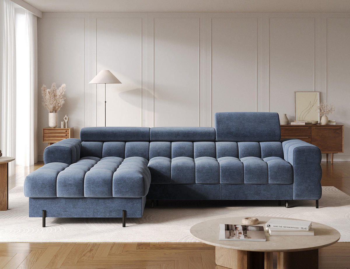 ECKSOFA Neviro L - Anthracite (Aura 40) - Blaugrau, Holzwerkstoff (285/181cm) - Möblo