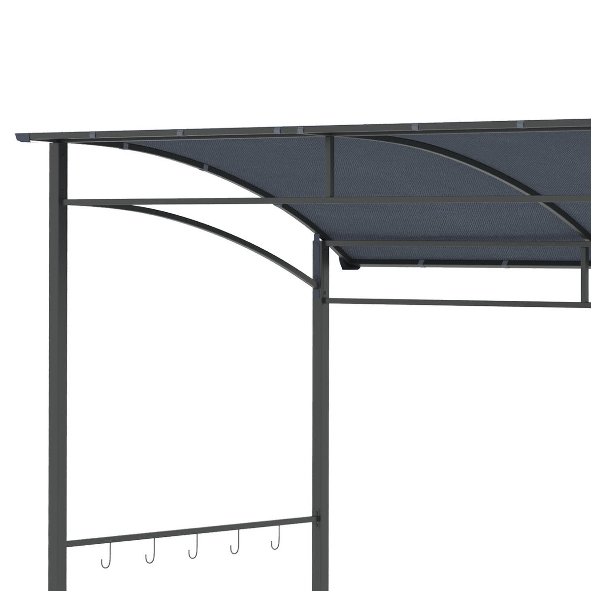 GRILLPAVILLON Polyester Grau+Schwarz - Schwarz/Grau, Kunststoff/Metall (150/220/215cm) - Outsunny