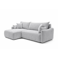 ECKSOFA Mit Schlaffunktion, Cordstoff Poso, Hellgrau, Links, JAPANDI - Hellgrau, Holz (262/145cm) - Kaiser Möbel