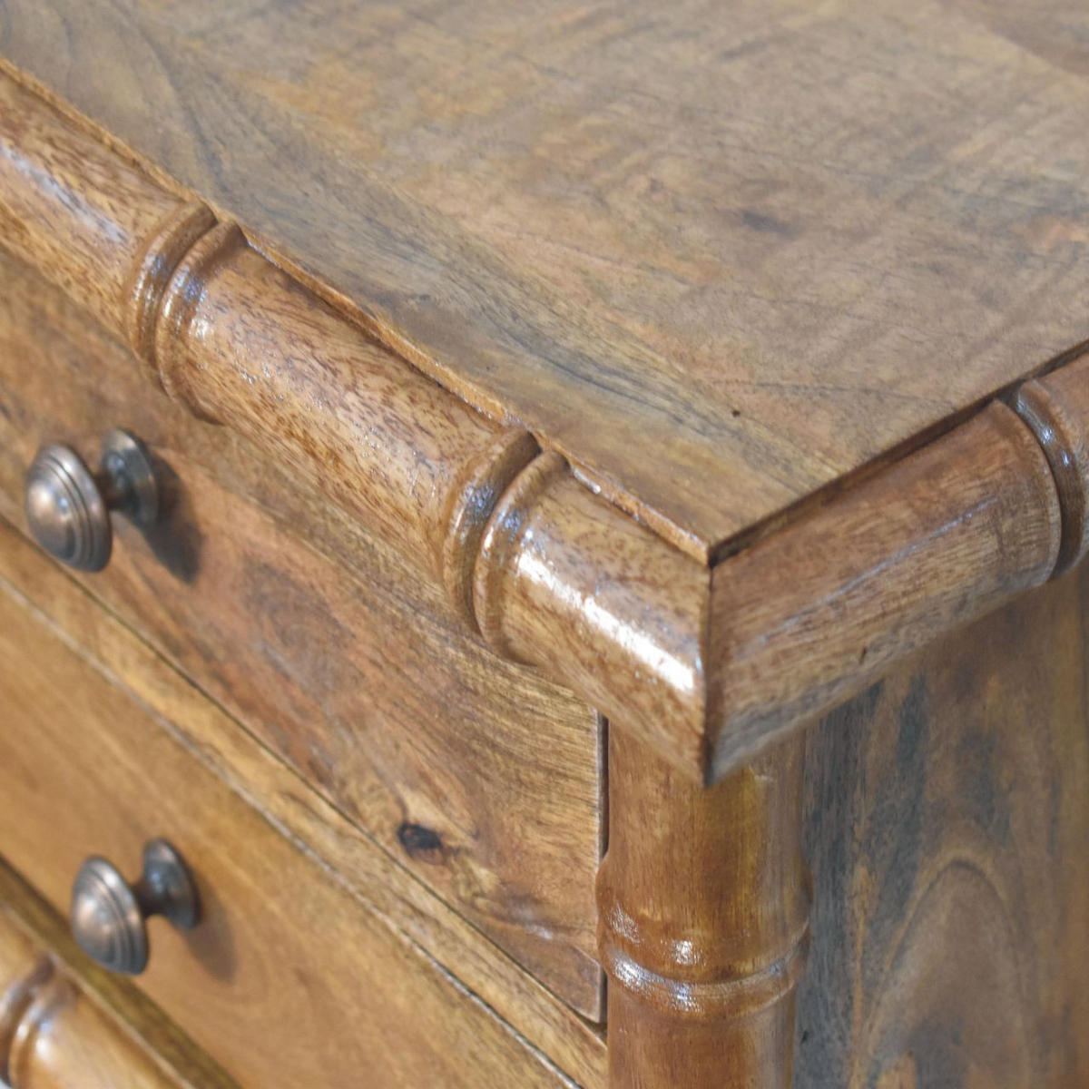 NACHTKASTEN mit Amber Oak Finish, 2 Schubladen - Beige, Holz (44/8.5/32cm) - Artisan Furniture