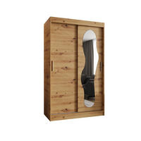 SCHWEBETÜRENSCHRANK 200/120/62 2-türig - Silberfarben/Eiche Artisan, Holz (120/200/62cm) - MÖBEL KRYSPOL