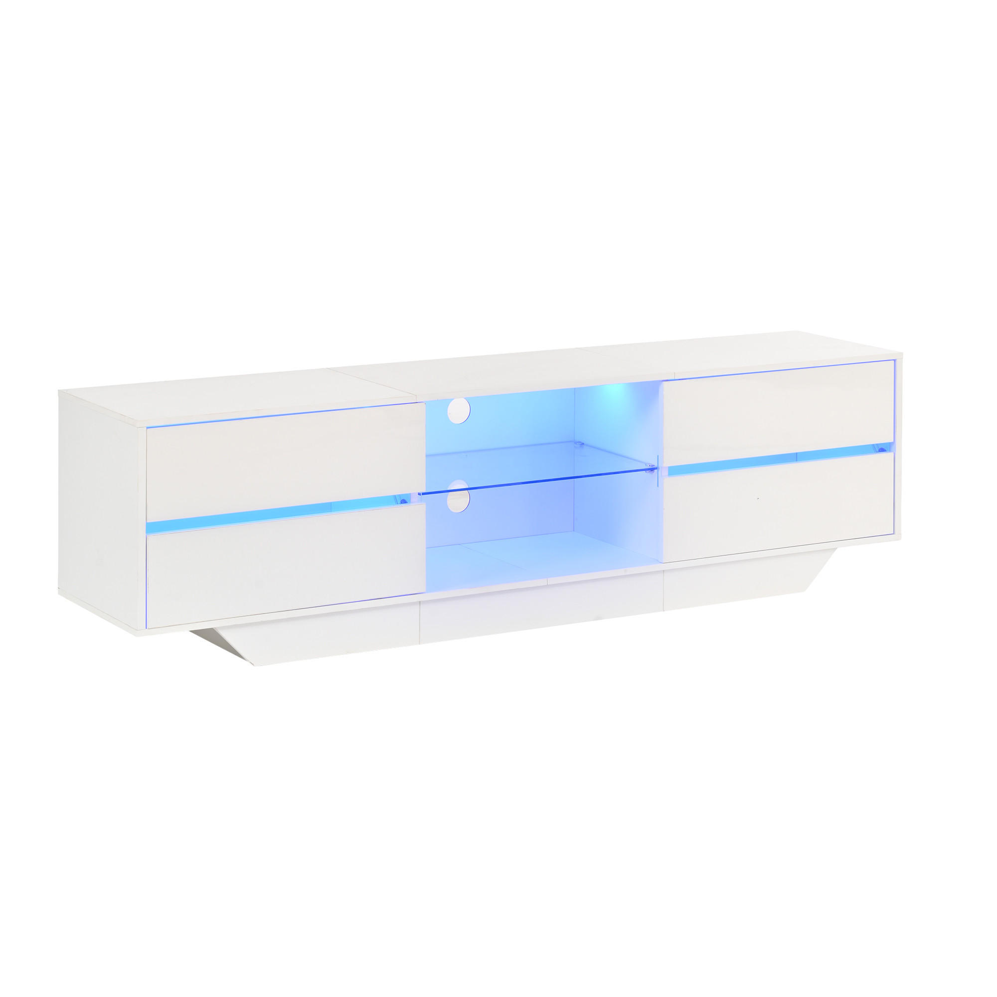 TV-ELEMENT160X35X44,5CM TV-Board Weiß Hochglanz mit RGB-LED-Beleuchtung für 65-Zoll - Weiß, Holz (45.01/27/92.99cm) - Raelunyi