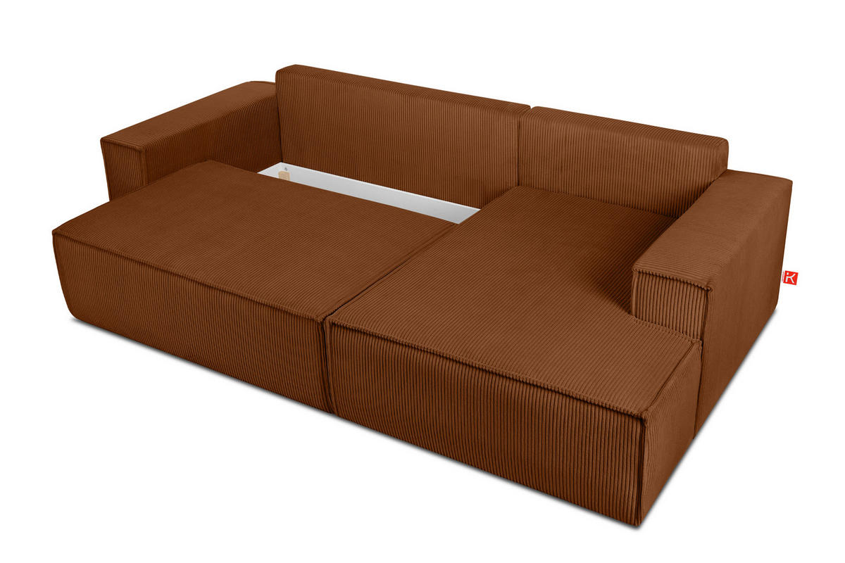 ECKSCHLAFSOFA-RECHTS NAPI in Pet Friendly Cord-Stoff, rot - Rot/Schwarz, Textil (262/148cm) - KONSIMO®