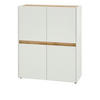 HIGHBOARD weiß, Eiche Wotan 100 cm, Kommode 4-türig - Eiche Wotan/Schwarz, Holz/Holzwerkstoff (100/120/40cm) - Furn.Design