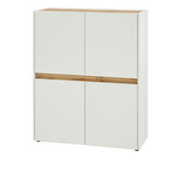 HIGHBOARD weiß, Eiche Wotan 100 cm, Kommode 4-türig - Eiche Wotan/Schwarz, Holz/Holzwerkstoff (100/120/40cm) - Furn.Design