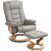 RELAXSESSEL mit Hocker, Drehbar Fernsehsessel mit Liegefunktion Kunstleder, Grau - Grau, Leder (85/104/76cm) - HOMCOM